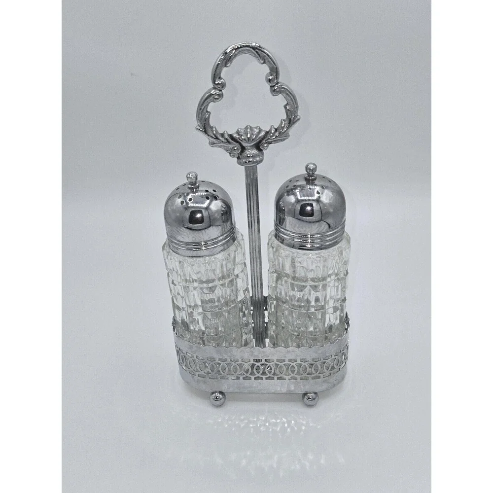 Vintage Chromium‎ Plate Salt & Pepper Shaker Set England